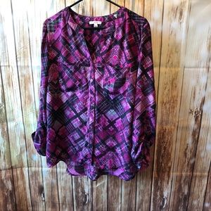Purple and black blouse. Sz L.